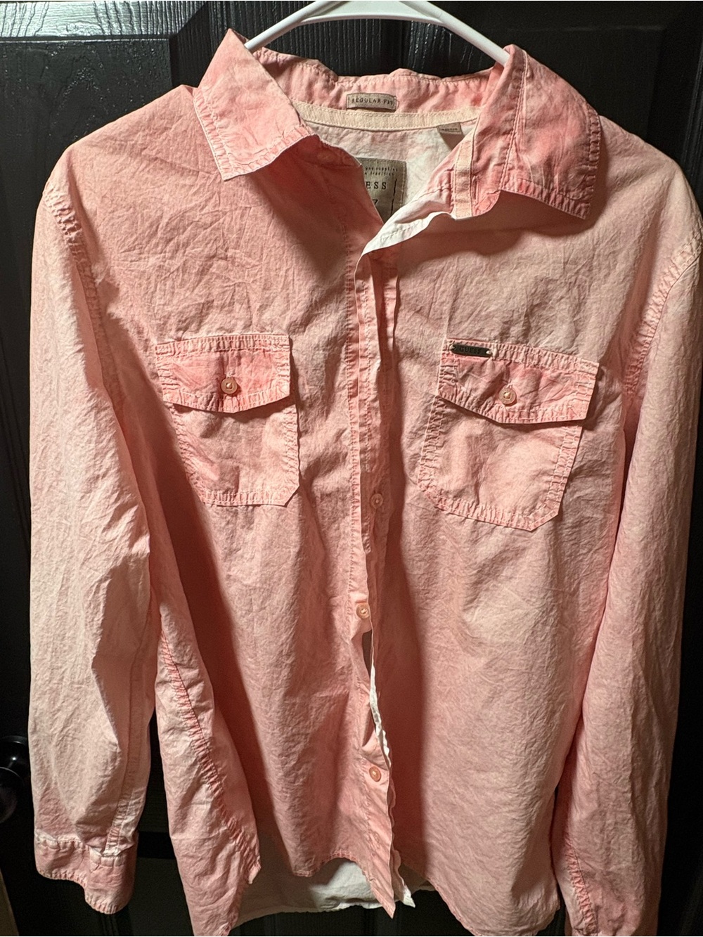 Guess Men's Light Pink Button-Up Shirt